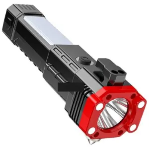 Portable Rechargeable Torch LED Flashlight  With  Power Bank, Hammer and Strong Magnets